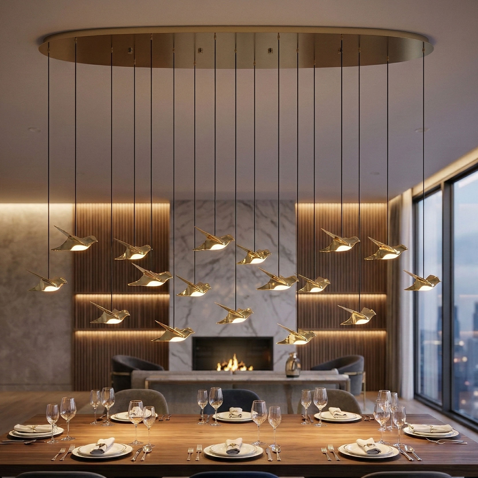 Lustra LED Liniara Suspendata Luxury PARATEBUENO GOLD Echivalent 600W