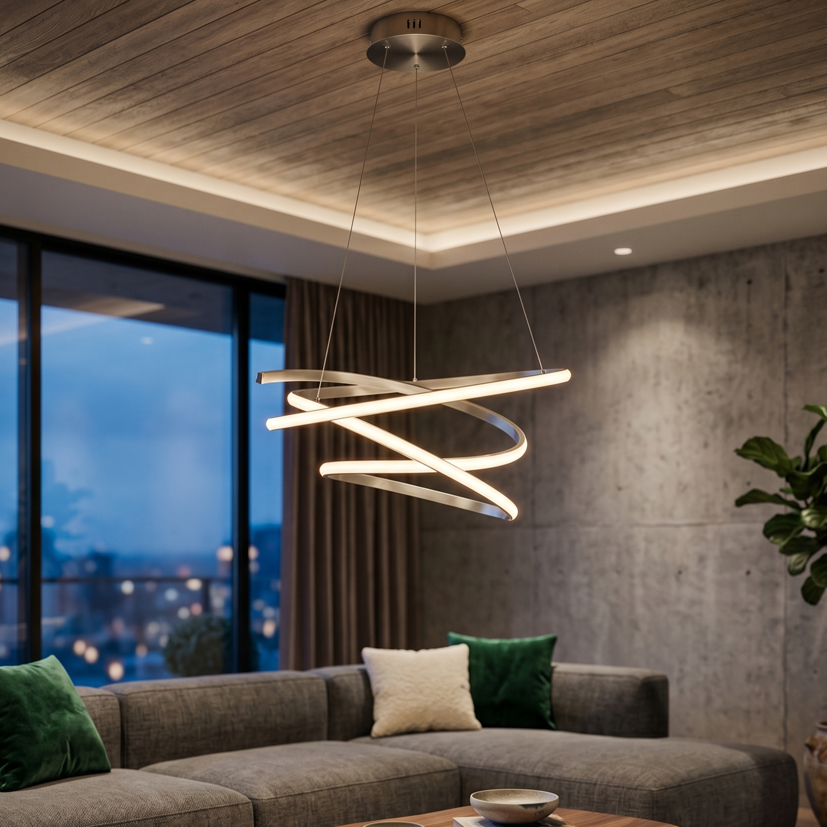 Lustra LED Suspendata Silver RONDA Echivalent 300W
