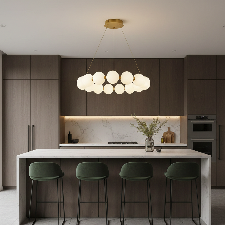 Lustra LED Suspendata Gold PEARL Echivalent 500W Telecomanda