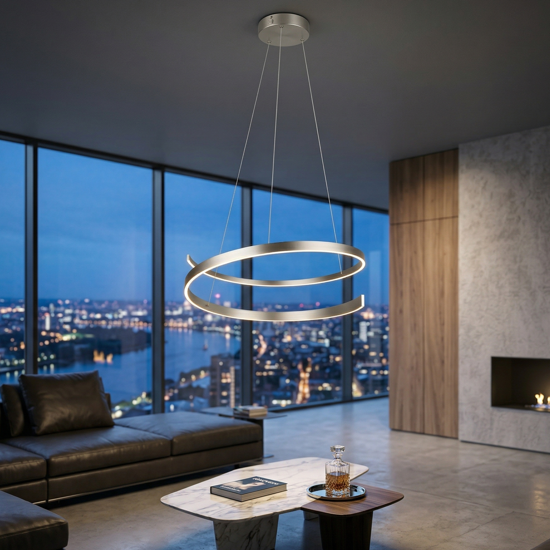 Lustra LED Suspendata PREMIUM CINQUE CINARDI SILVER Echivalent 600W