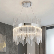 Lustra LED Suspendata CROWN Silver Cristal 40cm Echivalent 300W