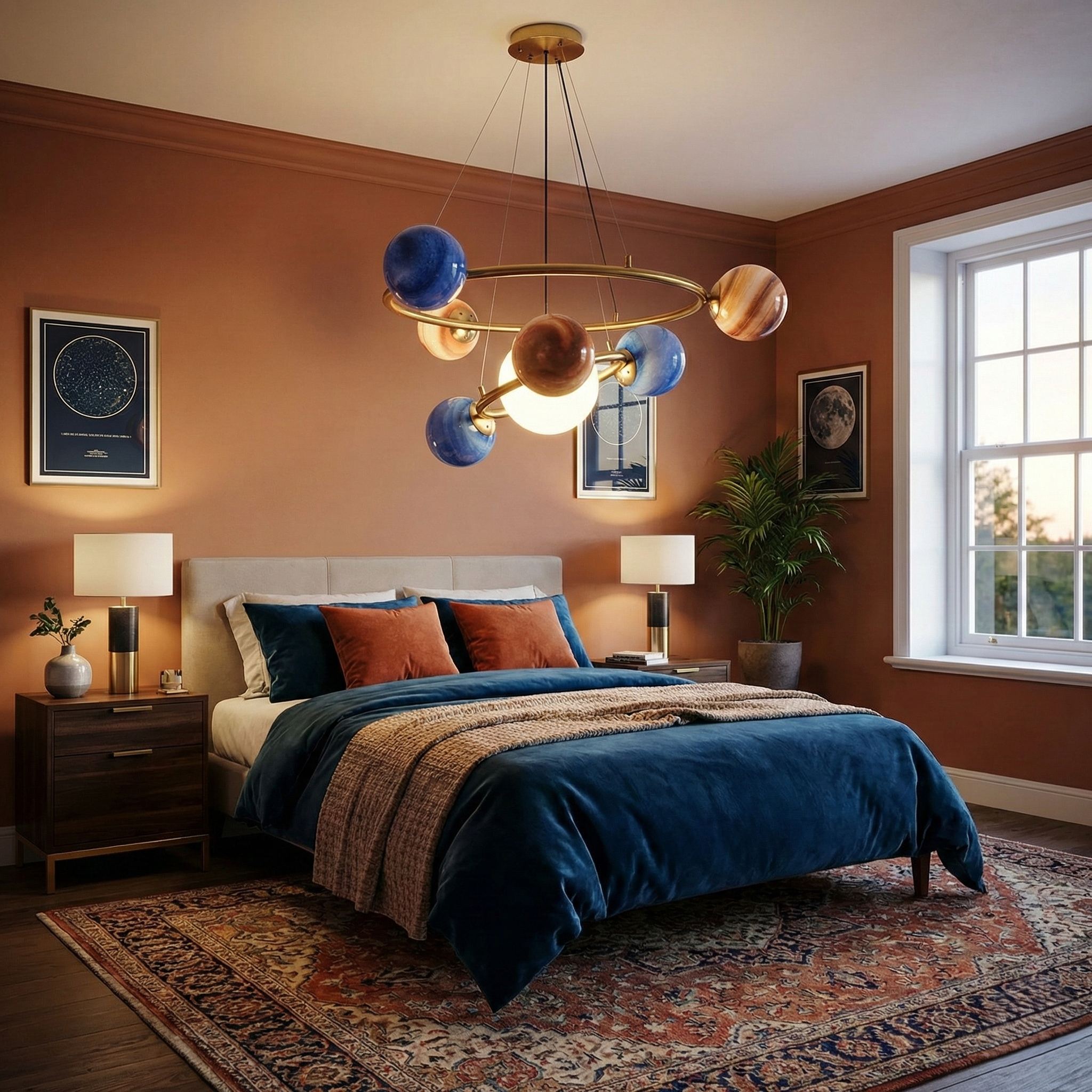 Lustra Suspendata Abajur Mat Gold Murano Style 7xE27