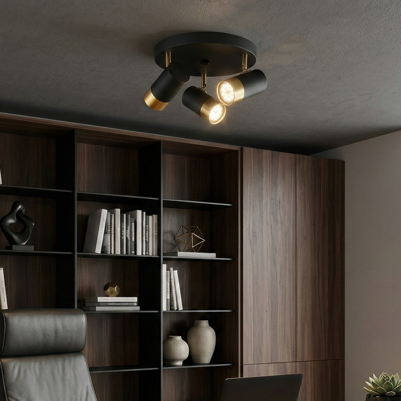 Spot Reglabil Negru + Auriu Exquisite 3xGU10 Suport Rotund