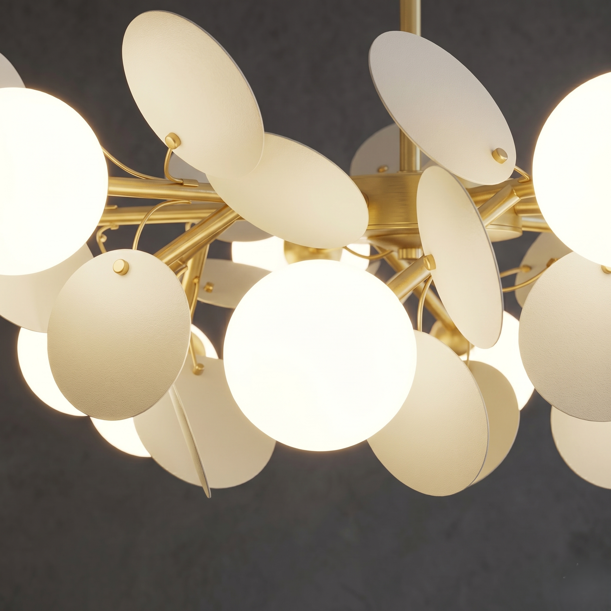 Lustra Suspendata SELVA Gold & Grey Abajur Mat