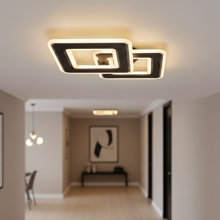 Aplica LED Square GRIDLINE Neagra Echivalent 300W Telecomanda