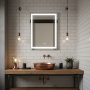 Oglinda LED Modena Smart Vertical - 60x80 cm, 3 Tipuri de Lumina, Dezaburire, Ceas si Temperatura