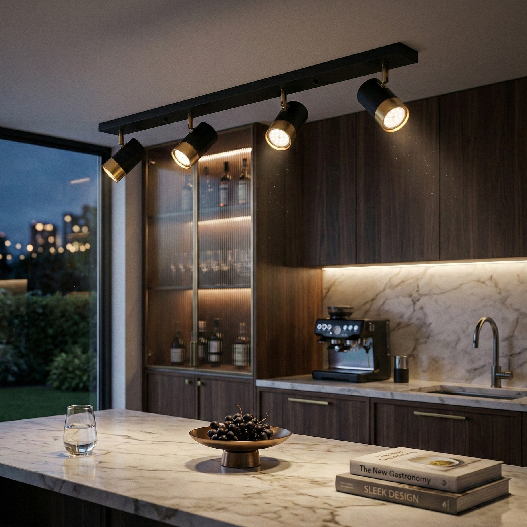 Spot pe Sina Reglabil Negru + Auriu Exquisite 4xGU10