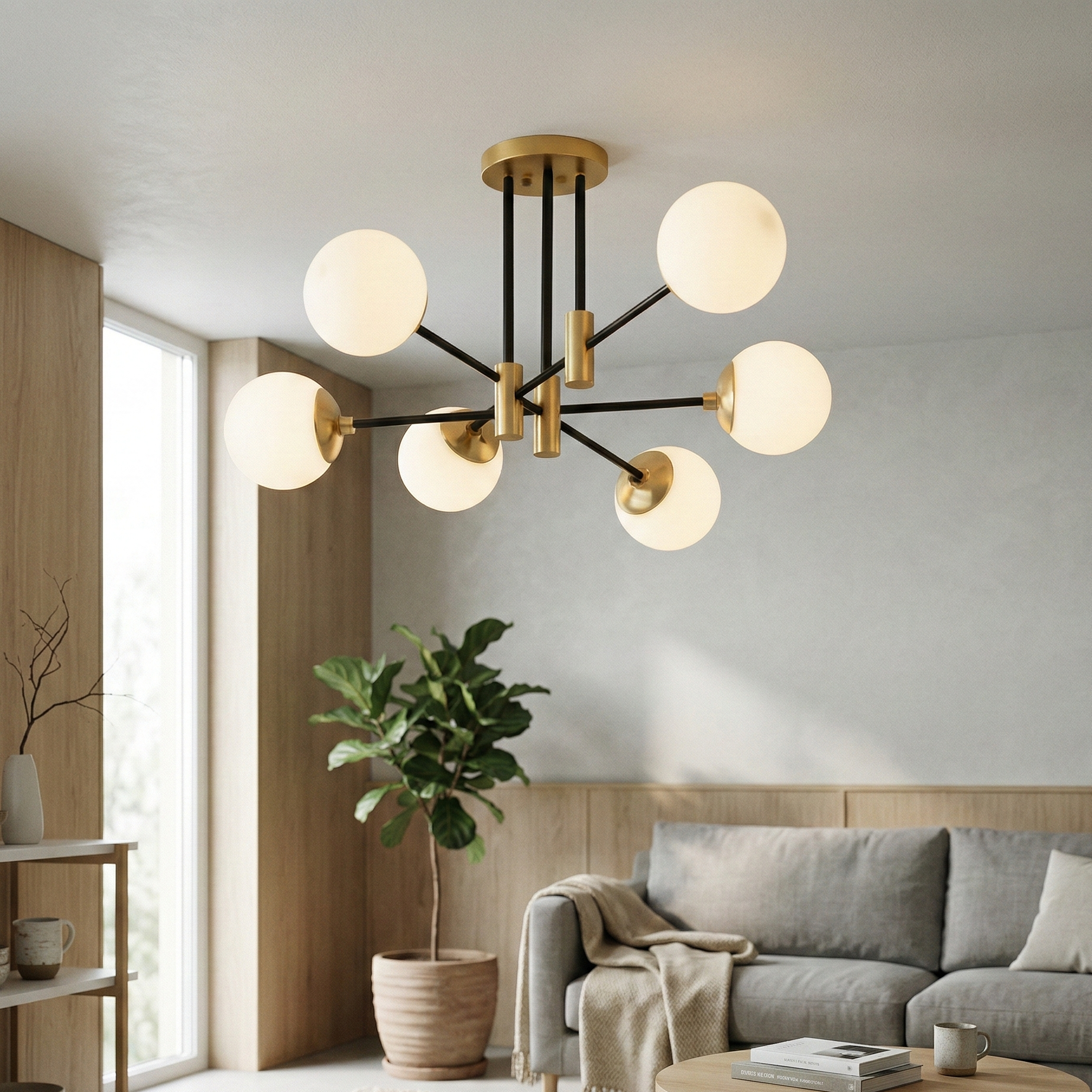 Lustra Aplicata Abajur MAT Black+Gold SOLVIK 6xE27
