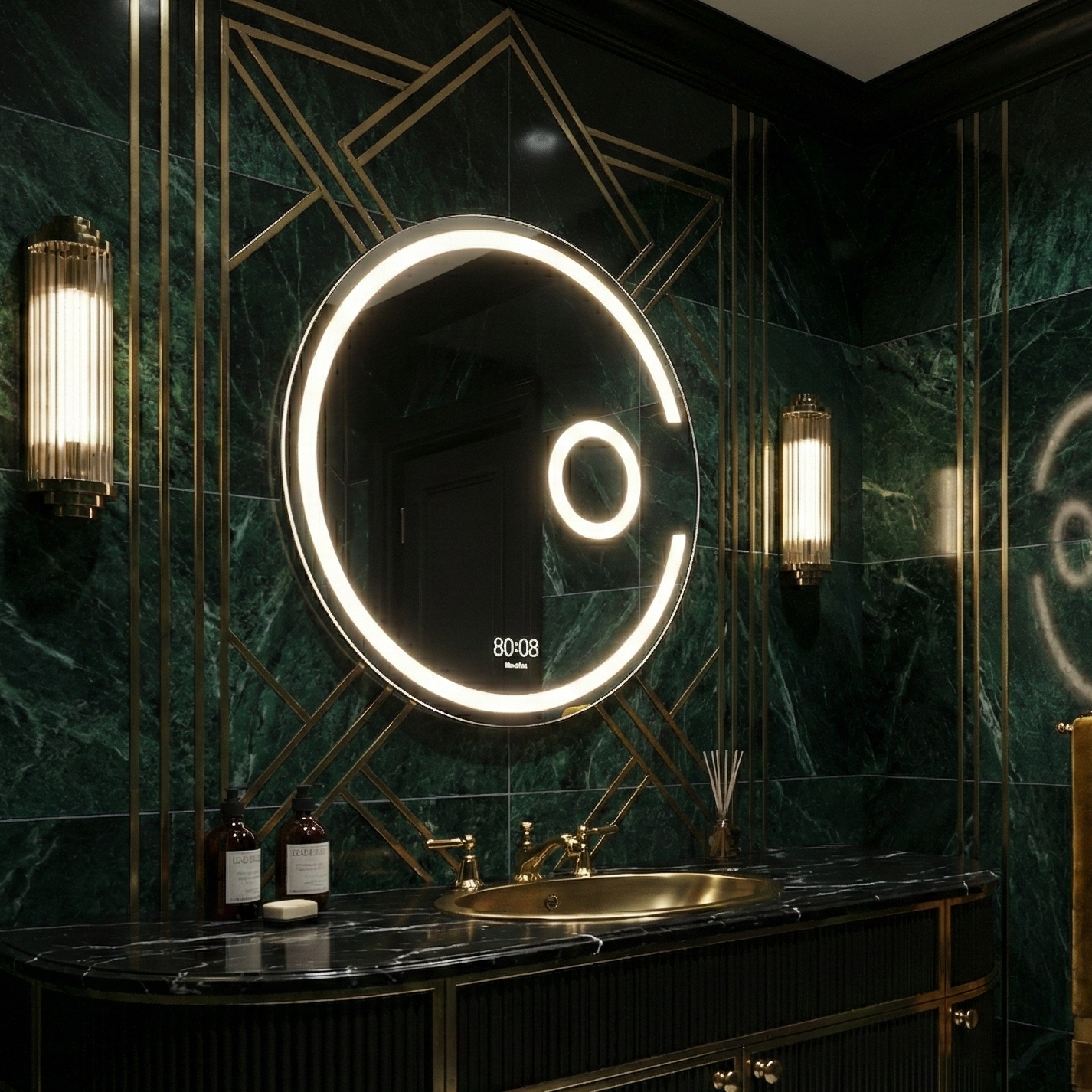 Oglinda LED RIFLESSO 70CM Functie Dezaburire, Lupa Cosmetica, Senzor, 3 Lumini