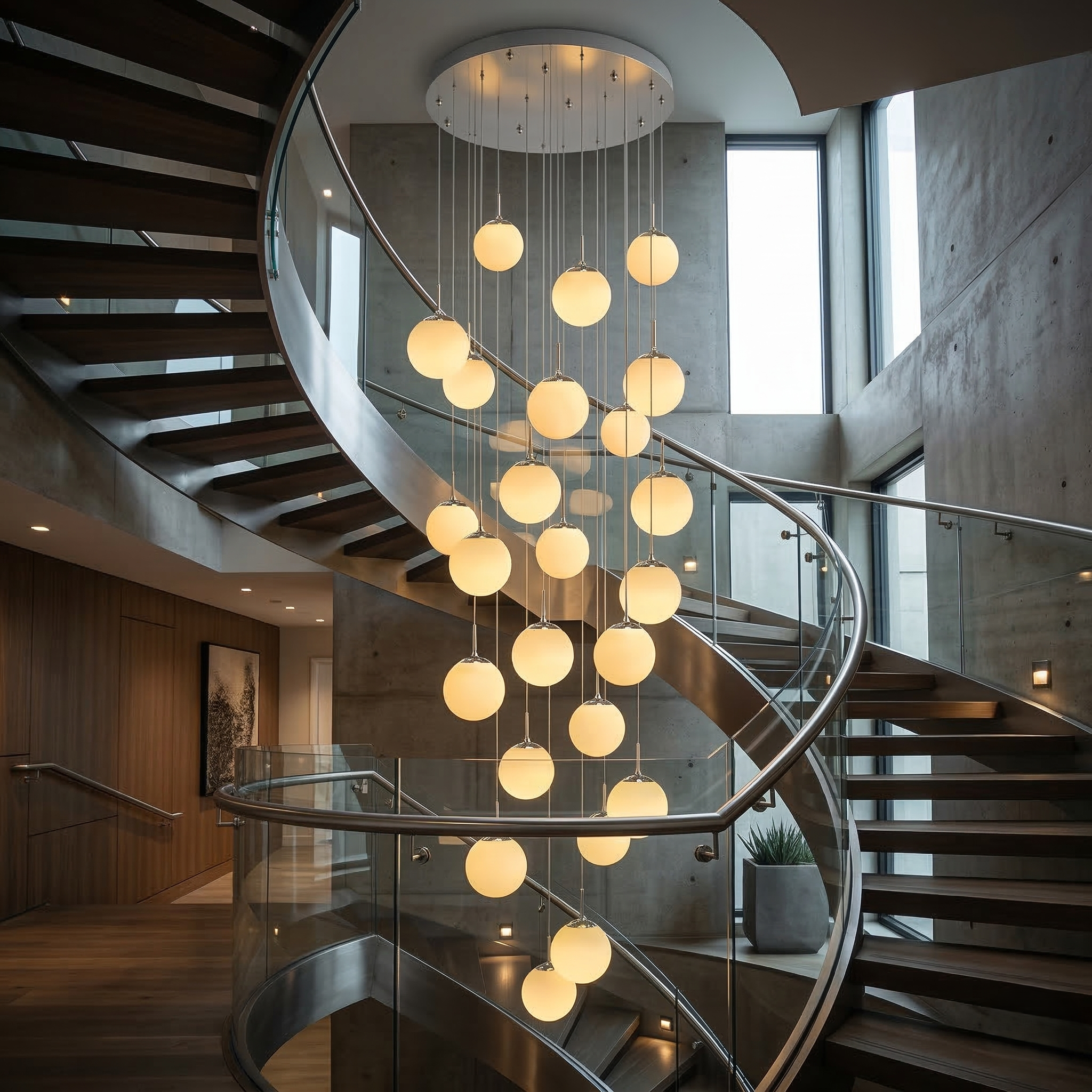 Lustra Abajur Mat Silver Luxury STAIRCASE Gigant 25xE27