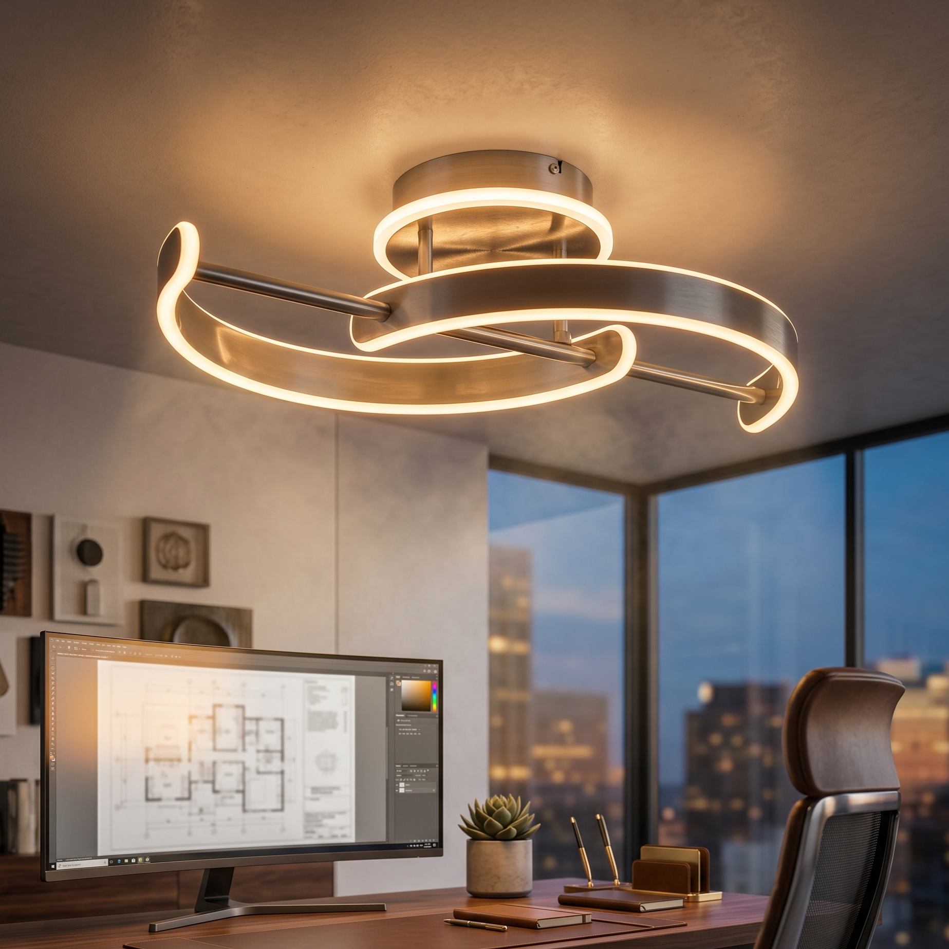 Lustra LED Premium Silver ORIVA Echivalent 300W