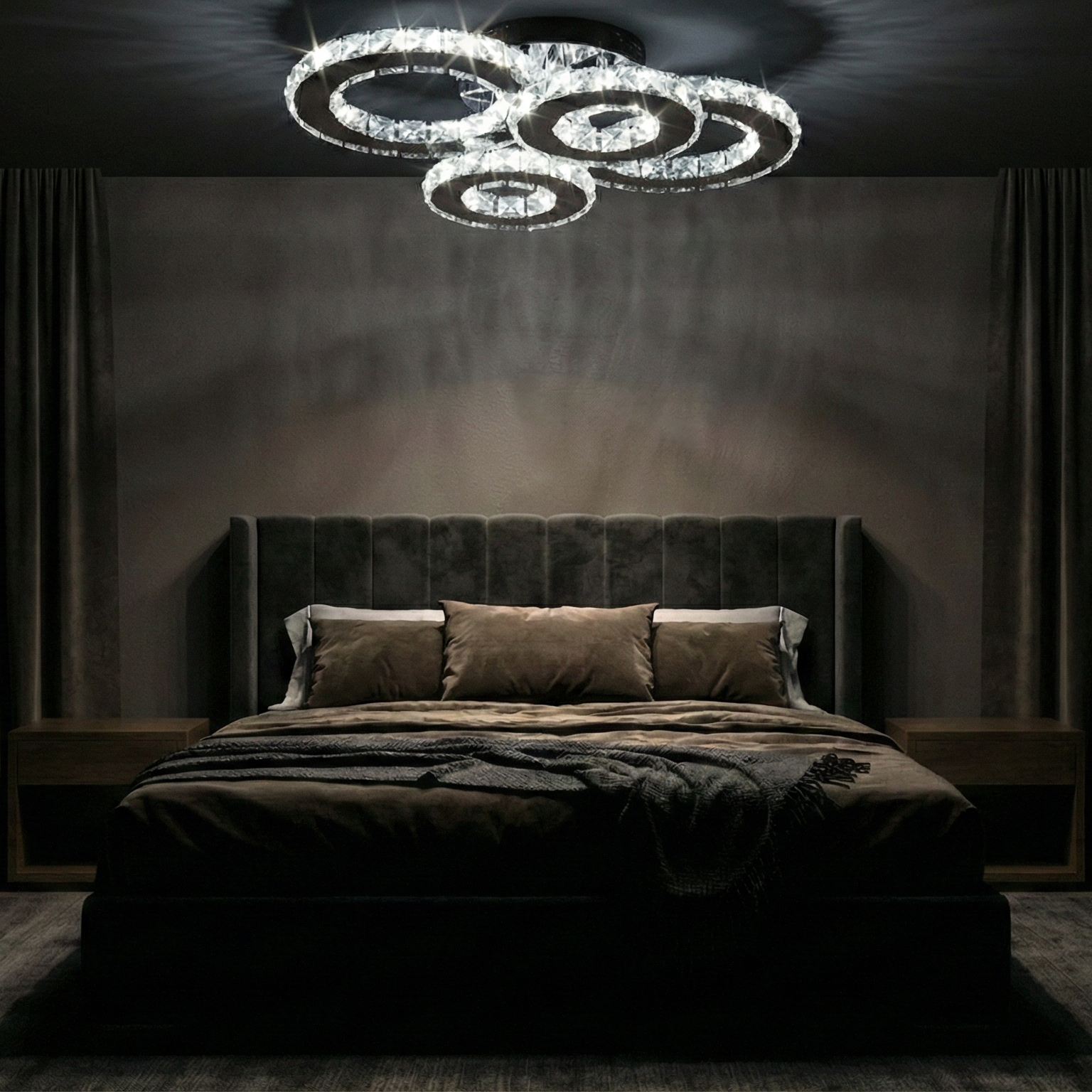 Lustra LED 2+2 CIRCLE Chrome Cristal Telecomanda Echivalent 400W