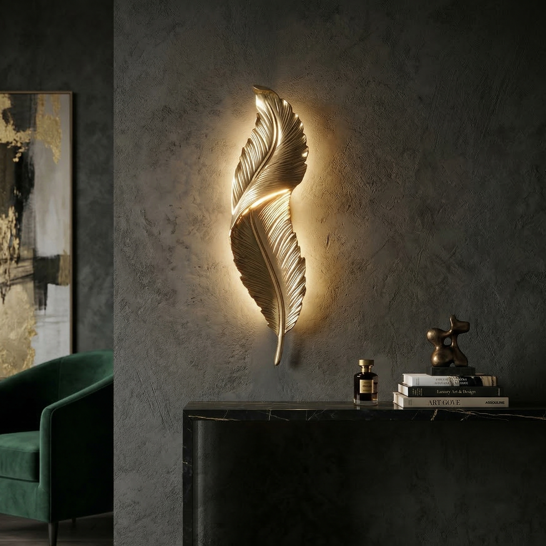 Aplica LED GOLD Luxury Mini Feather 18W 45CM