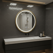 Oglinda LED Rotunda AURA Rama Aurie 70cm Functie Dezaburire, Touch si 3 Lumini