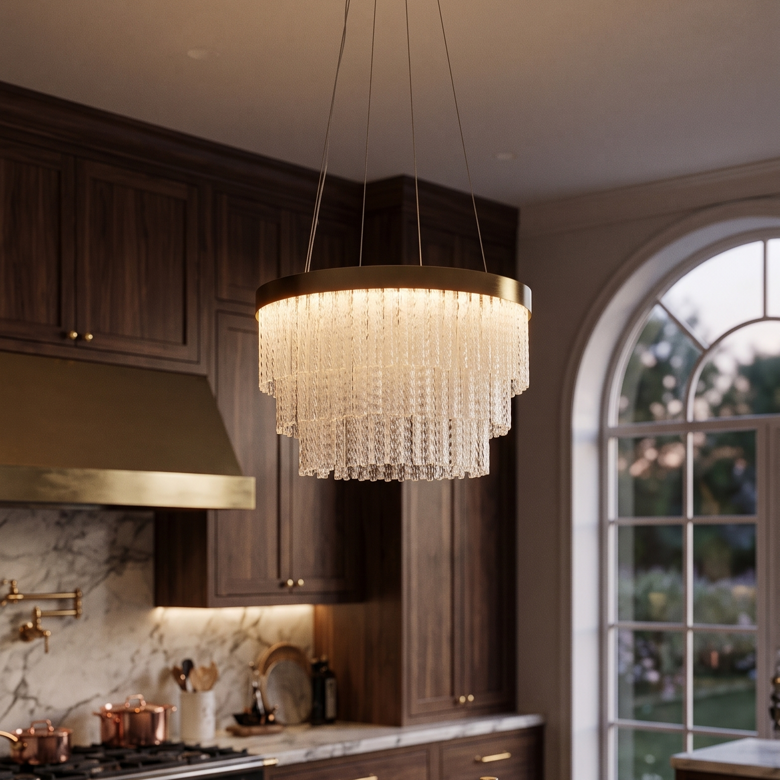 Lustra LED Suspendata ELARIS Gold 40CM Echivalent 400W