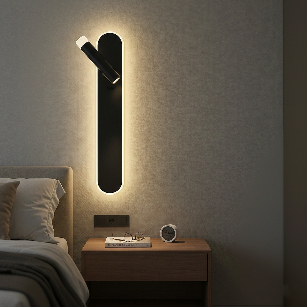 Aplica LED Liniara Neagra 50cm AXIS cu Spot Orientabil si Buton ON/OFF