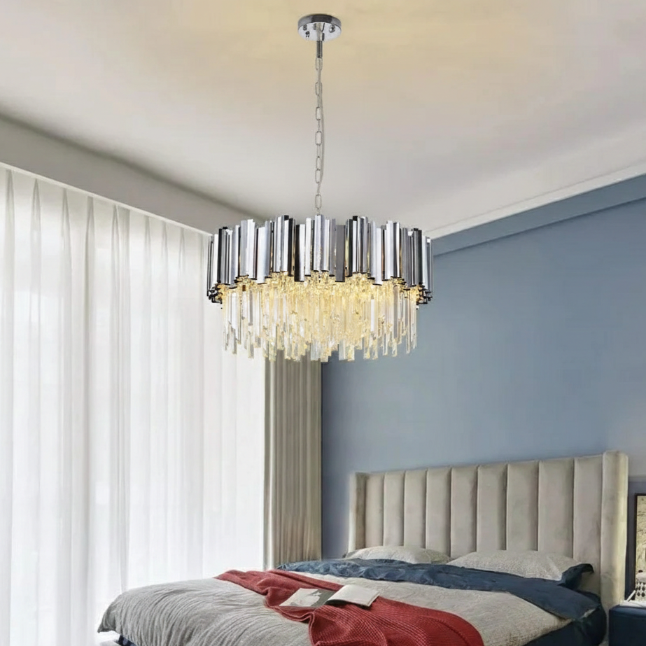 Candelabru Cristal GLORY SILVER 50CM Cu Lant