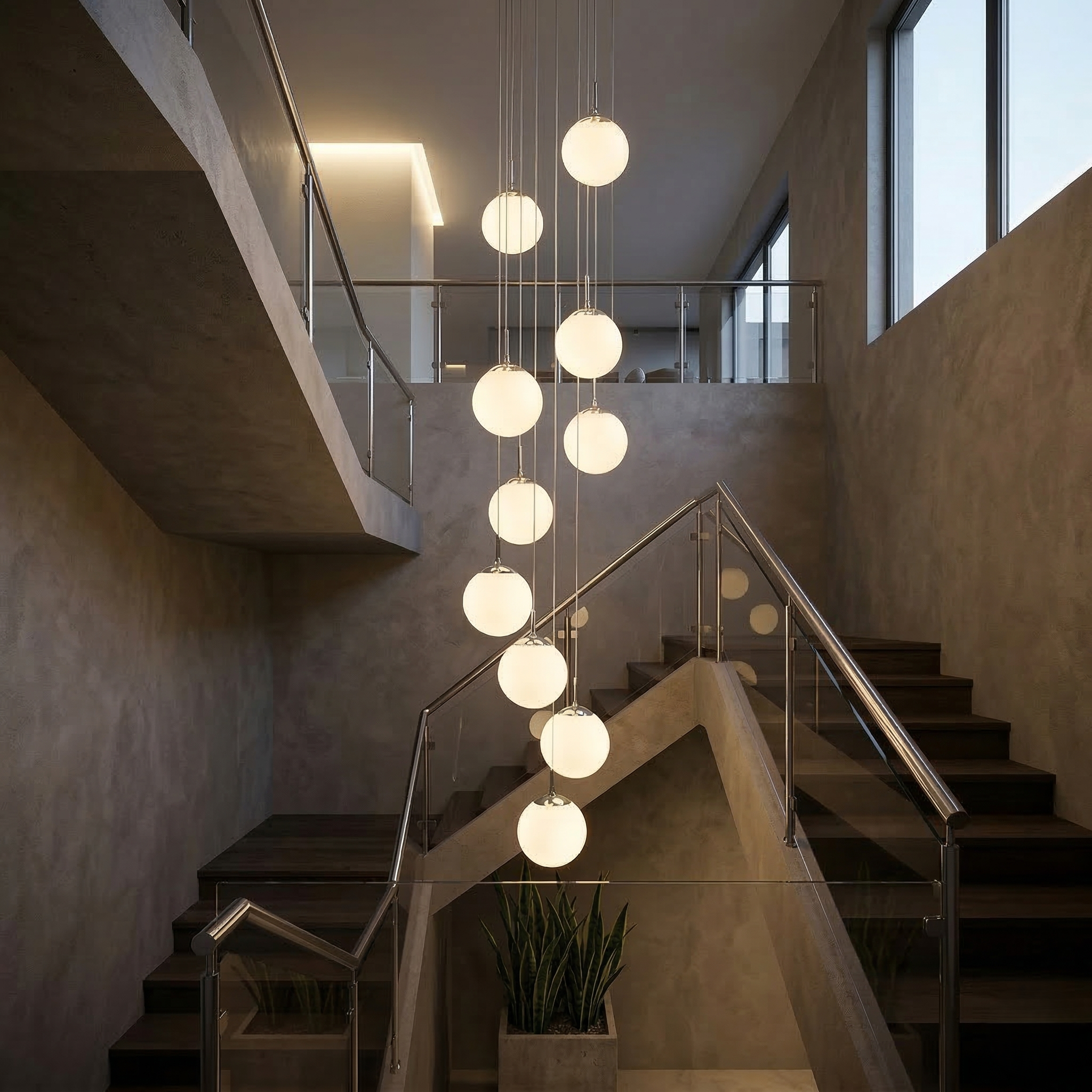 Lustra Abajur Mat Silver Luxury STAIRCASE Gigant 12xE27