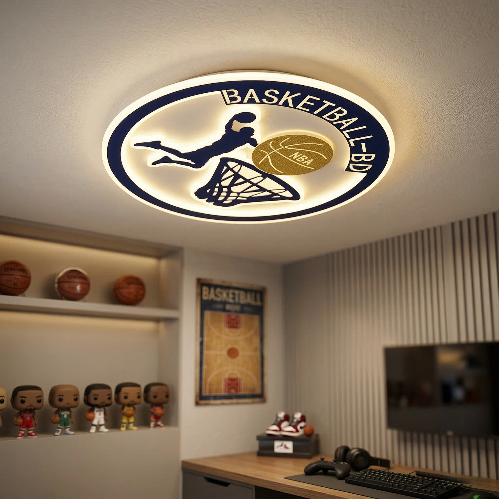 Lustra LED 142W Blue Basketball Telecomanda Echivalent 800W