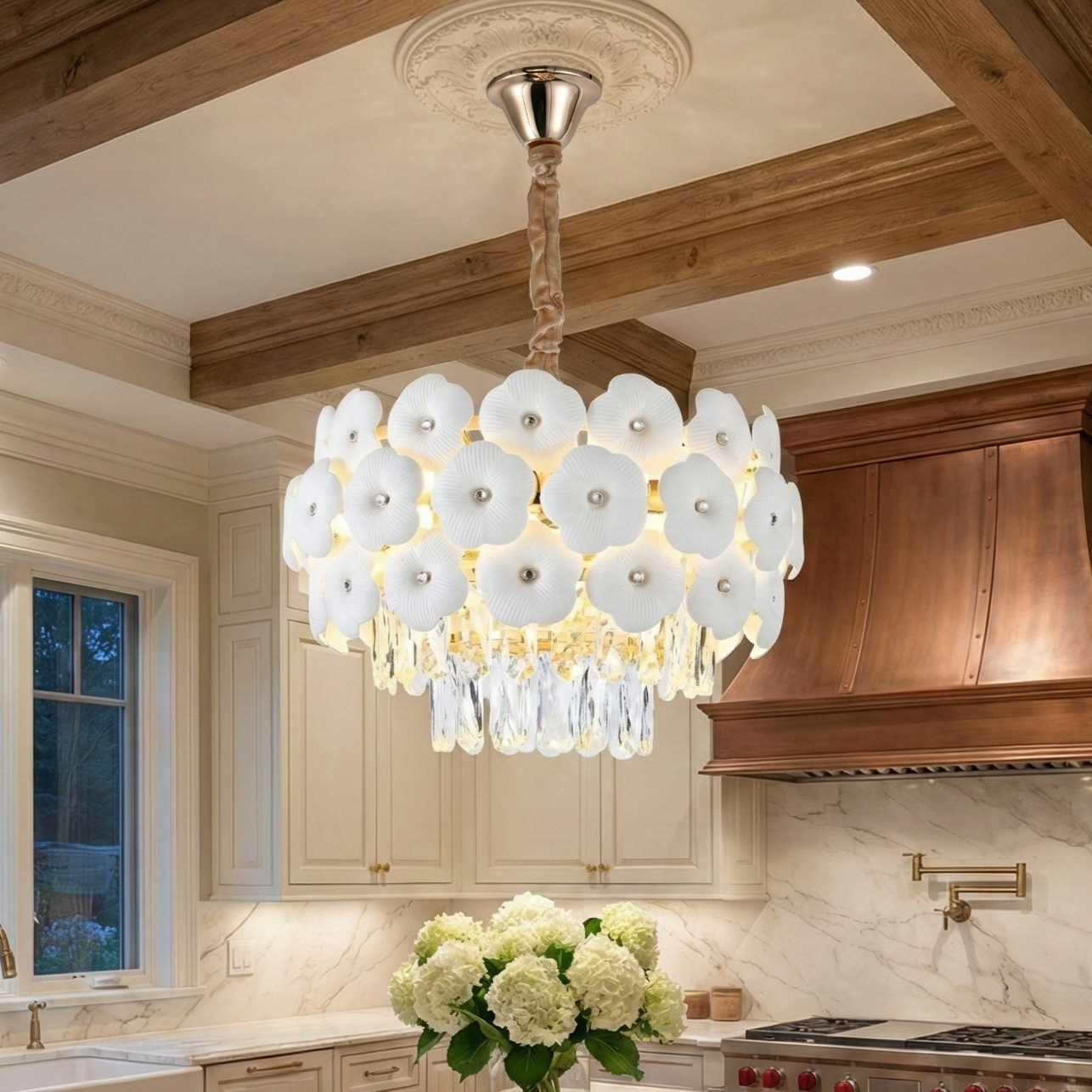 Candelabru Cristal SNOWDROP Alb ⌀40CM