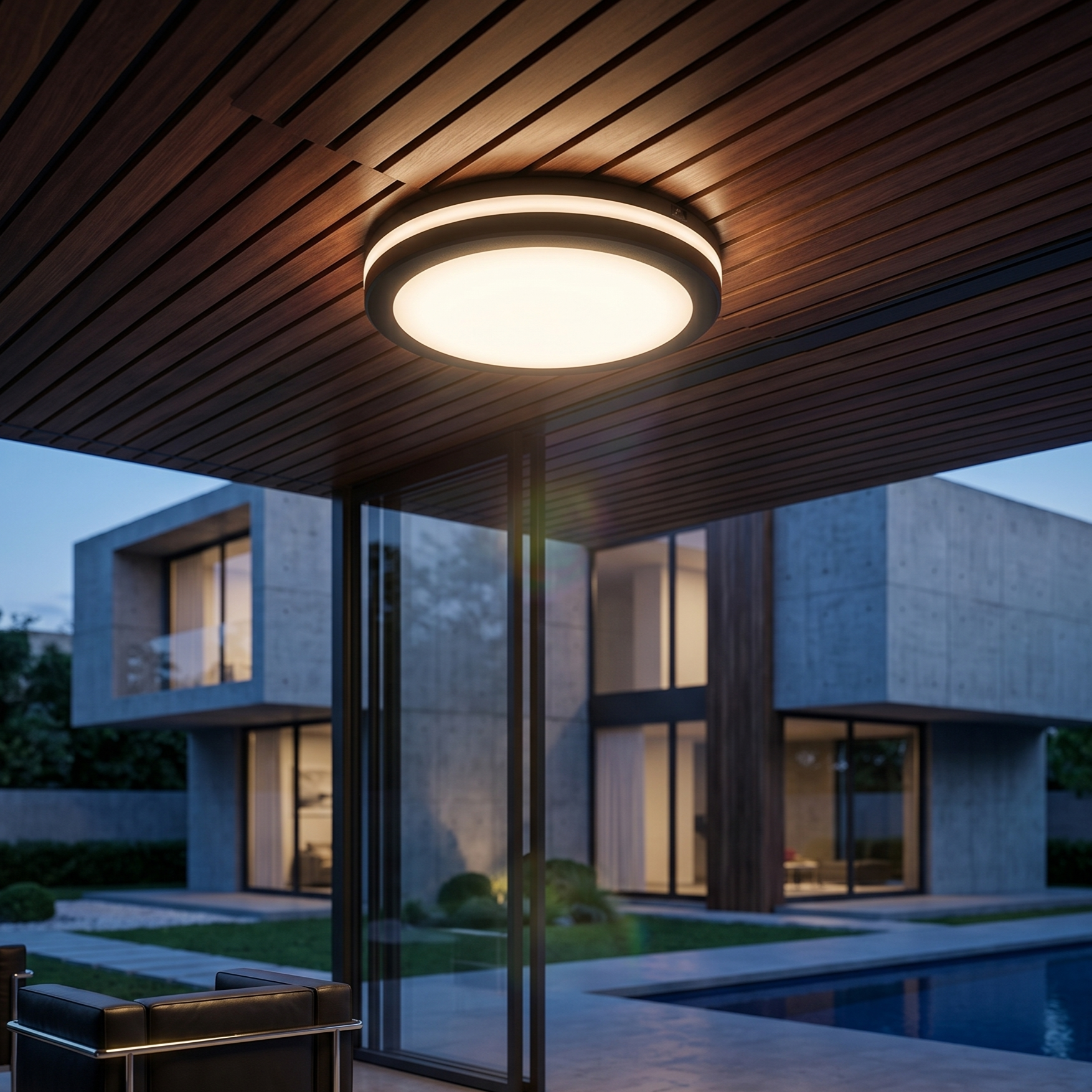 Plafoniera LED Exterior ELMOR Neagra 30cm 28W 2450lm CCT Premium