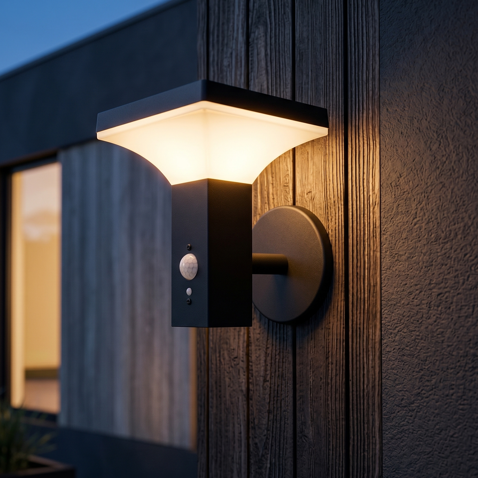 Aplica LED Solara 4W LUNOQ Exterior cu Senzor Neagra Premium