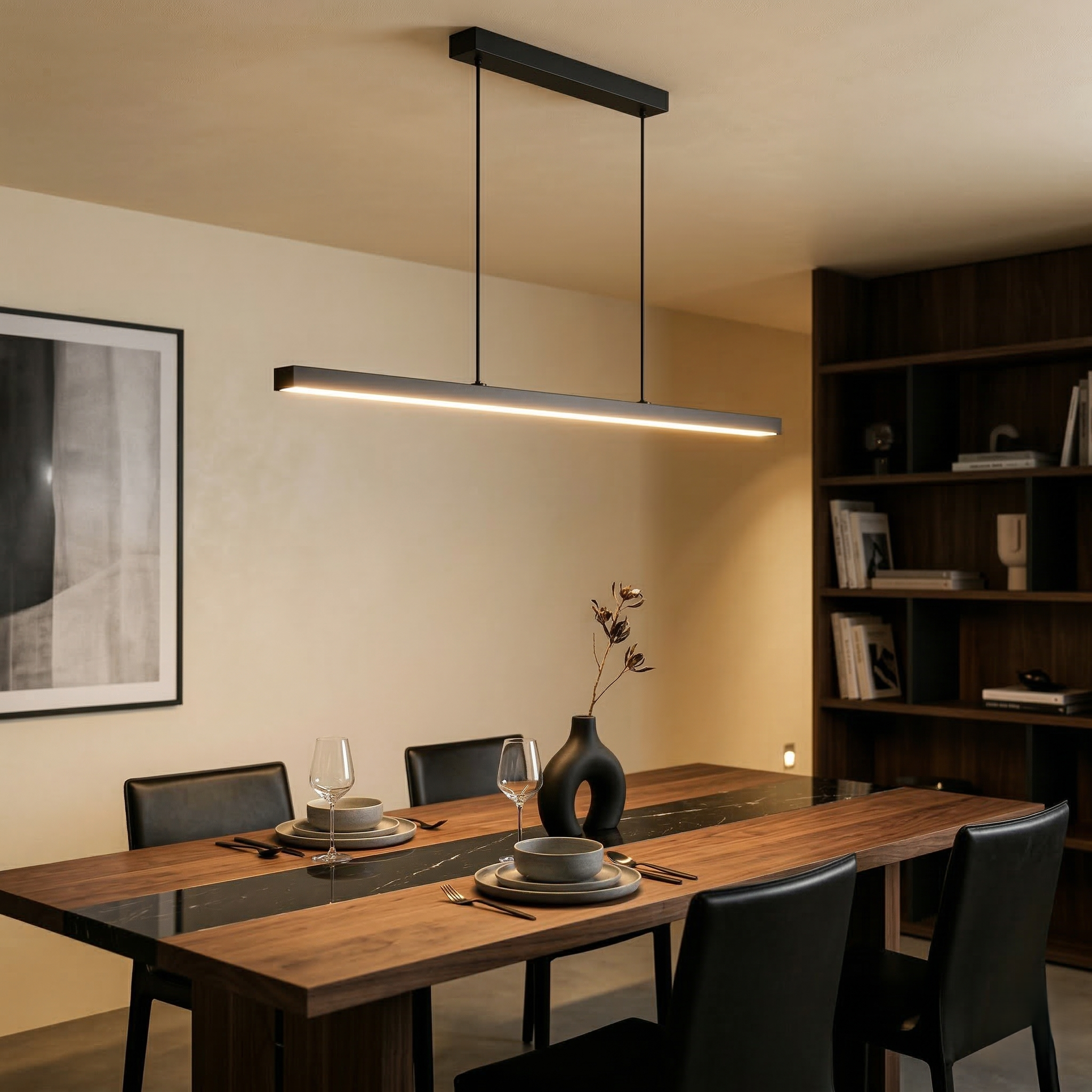 Lustra LED Suspendata 36W Elegant Office Black Echivalent 300W
