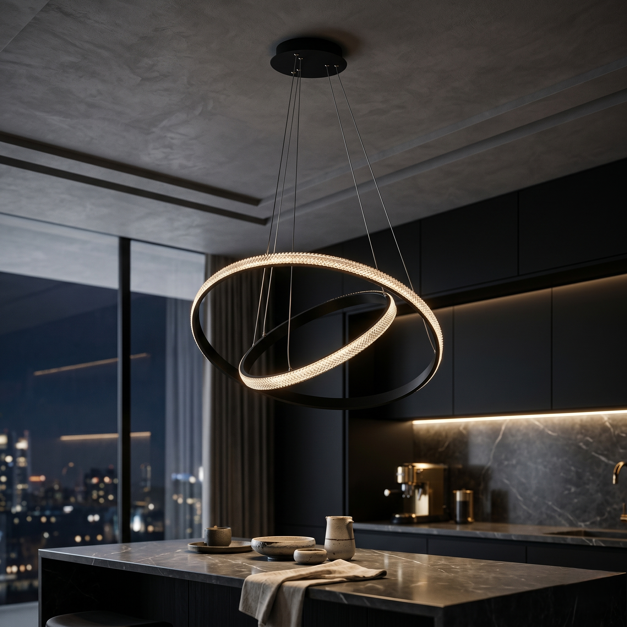 Lustra LED Suspendata Black ZELA 2 Segmente Echivalent 400W