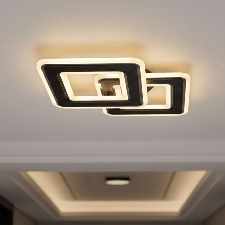 Aplica LED Square GRIDLINE Neagra Echivalent 300W Telecomanda