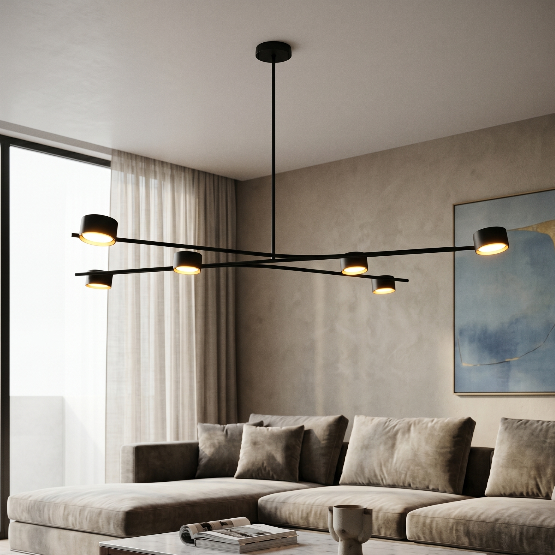 Lustra Suspendata Premium GRAND CODA Neagra 6xGX53