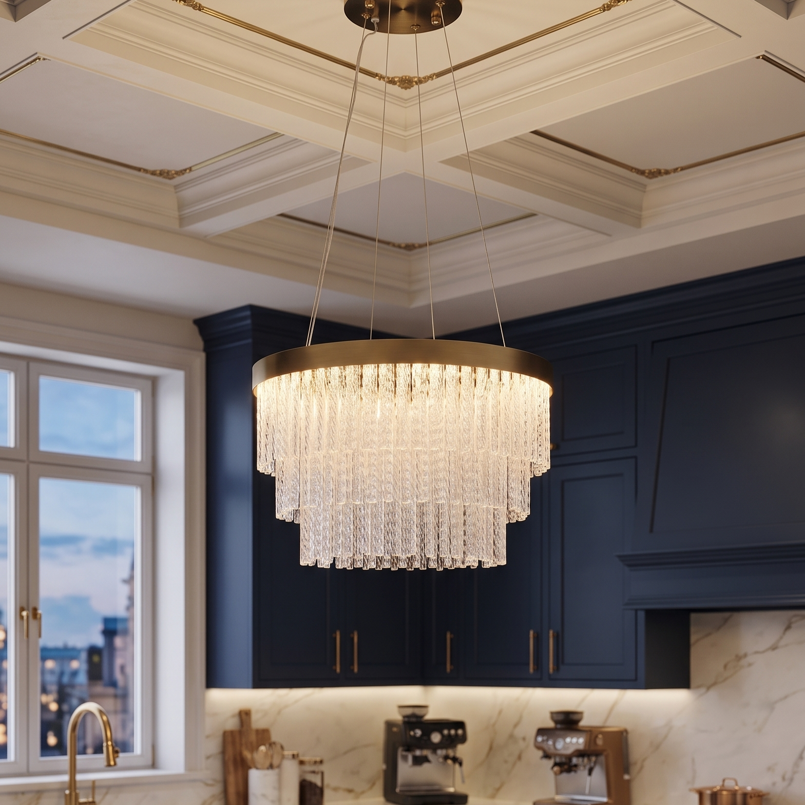 Lustra LED Suspendata ELARIS Gold 40CM Echivalent 400W