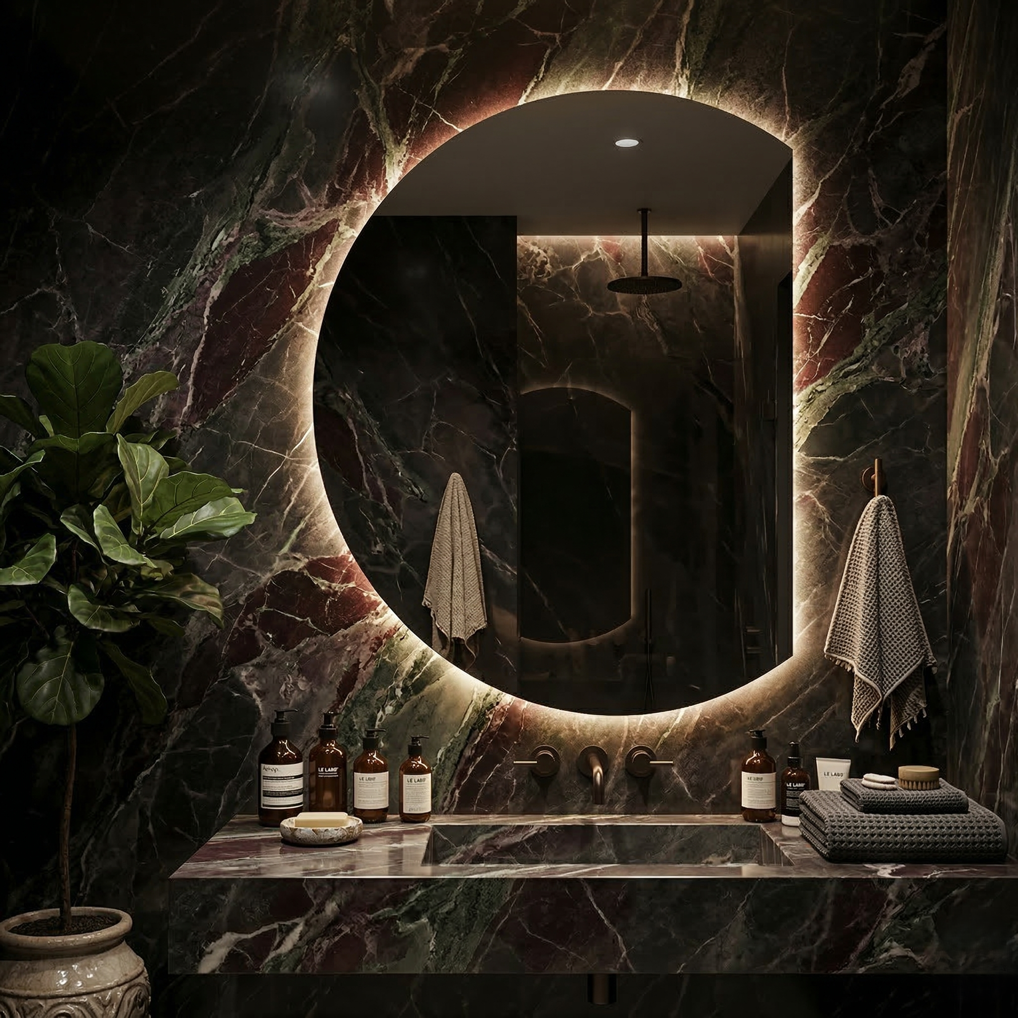 Oglinda LED FRAMELESS 80x70CM, Dezaburire, 3 Lumini si Touch