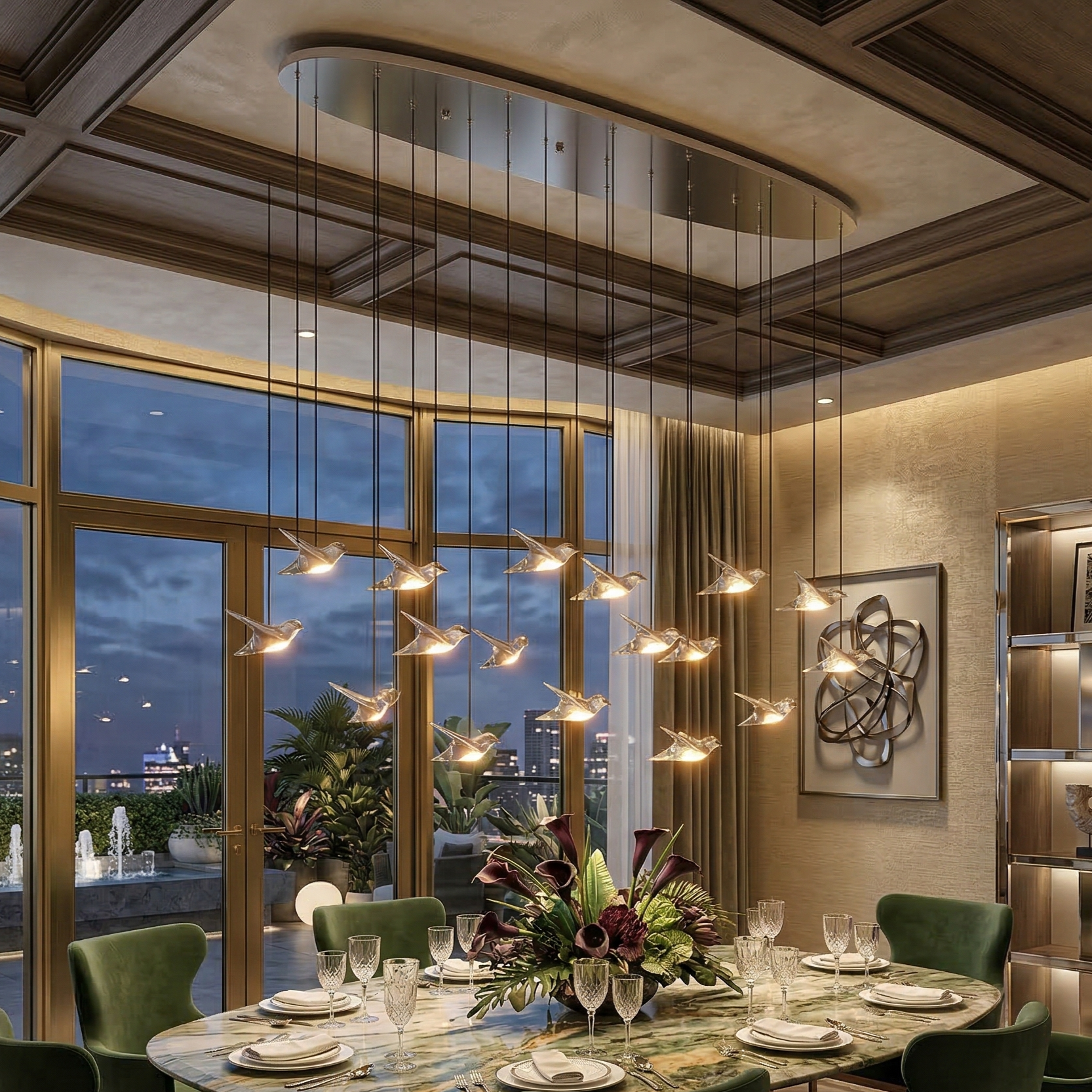 Lustra LED Liniara Suspendata Luxury PARATEBUENO SILVER Echivalent 600W