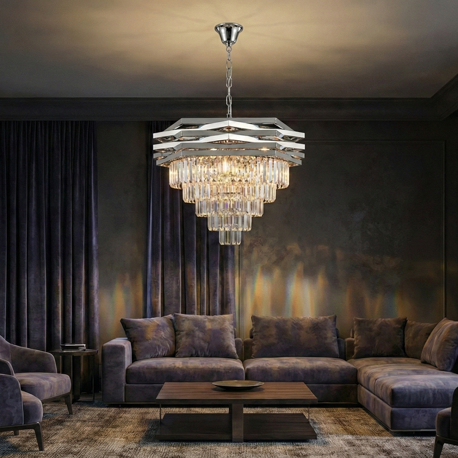 Candelabru Cristal Silver MALVINA ⌀60CM