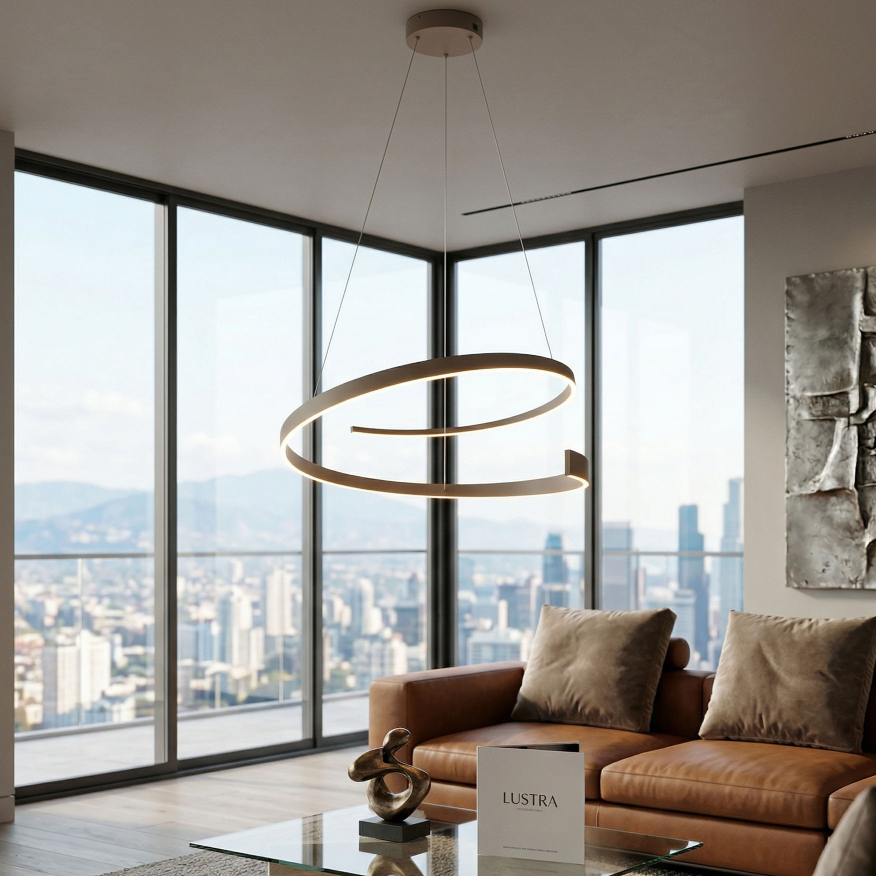 Lustra LED Suspendata PREMIUM CINQUE CINARDI BEIGE Echivalent 600W