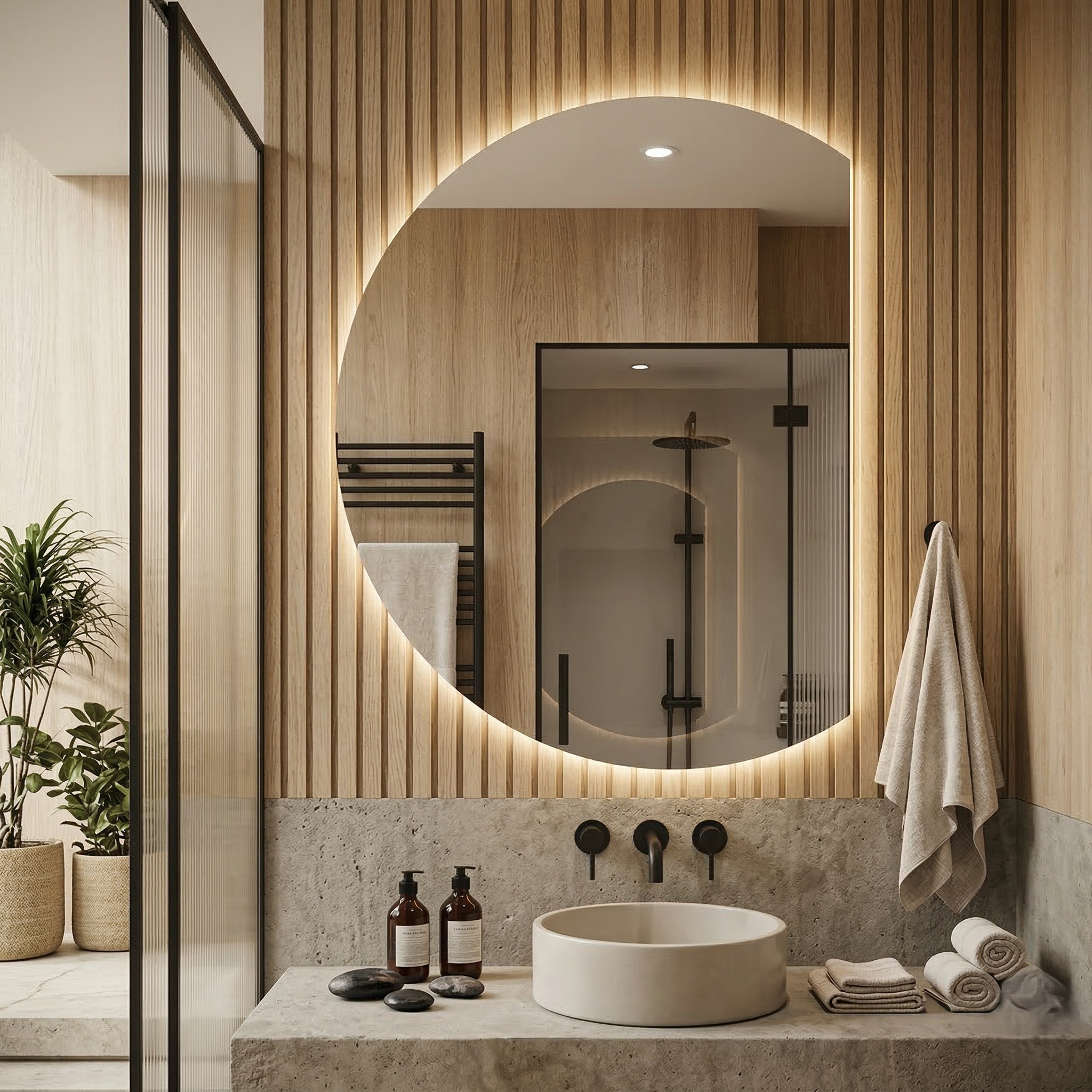 Oglinda LED FRAMELESS 80x70CM, Dezaburire, 3 Lumini si Touch