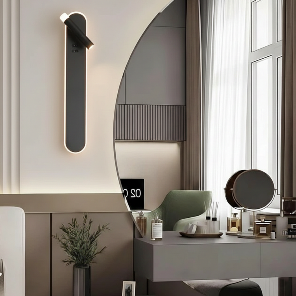 Aplica LED Liniara Neagra 50cm AXIS cu Spot Orientabil si Buton ON/OFF
