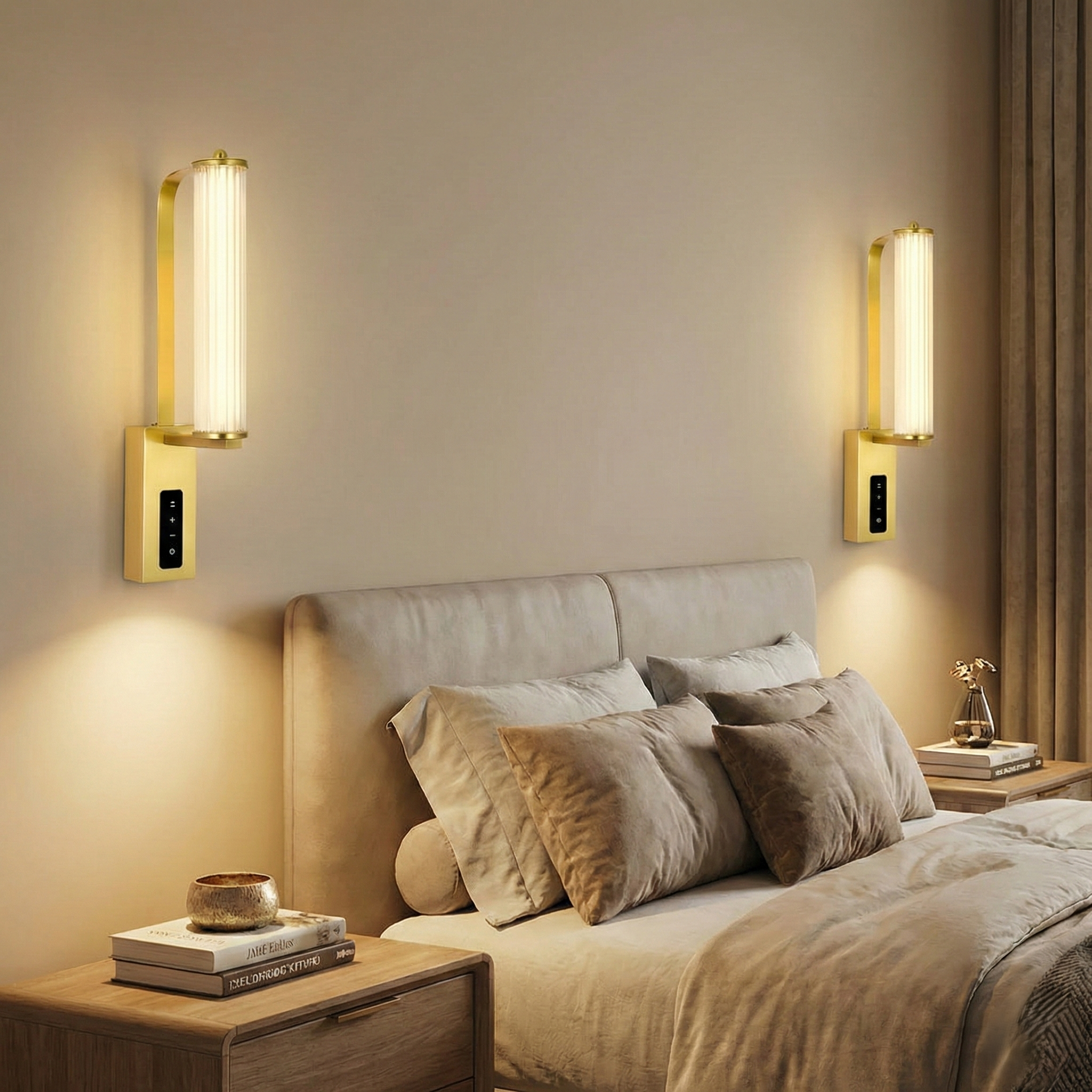 Aplica LED Perete GOLD SERANOVA Echivalent 100W 3 Lumini Reglaj Tactil