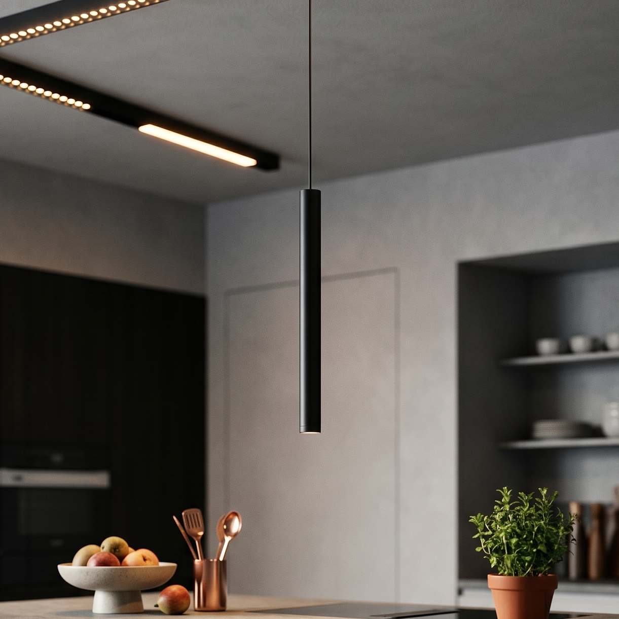 Spot LED 7W Magnetic Pendul Negru 42CM 3 Lumini din Buton