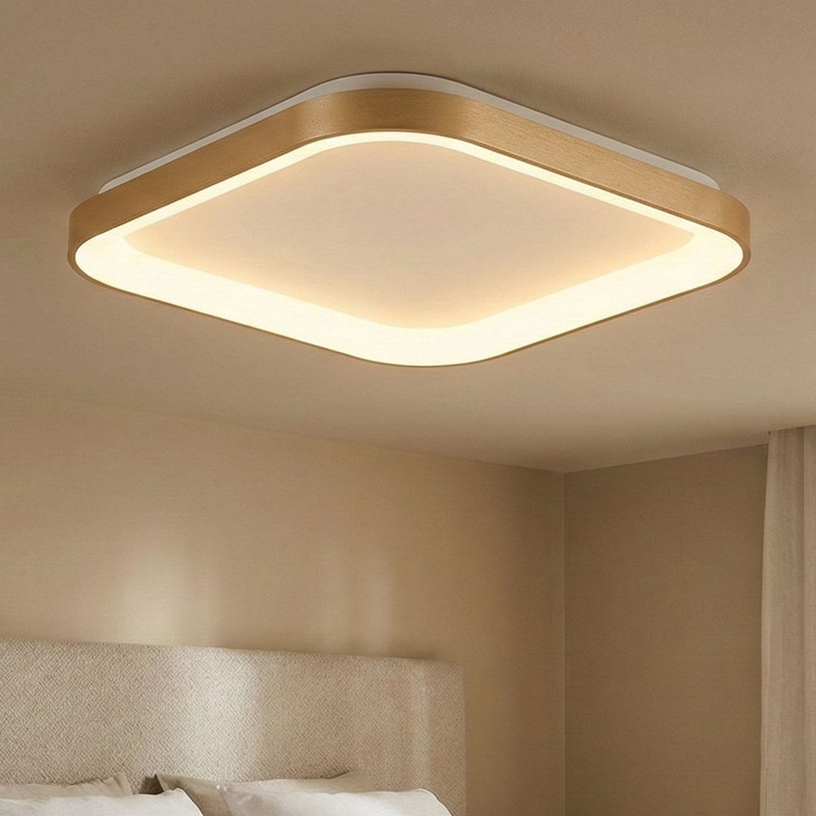 Plafoniera LED BELLA Gold Square 48cm Echivalent 400W 3 Lumini din Buton