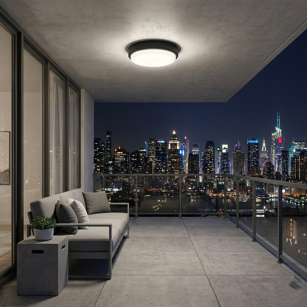 Aplica LED 12W Rotunda BAT Neagra Exterior Echivalent 100W