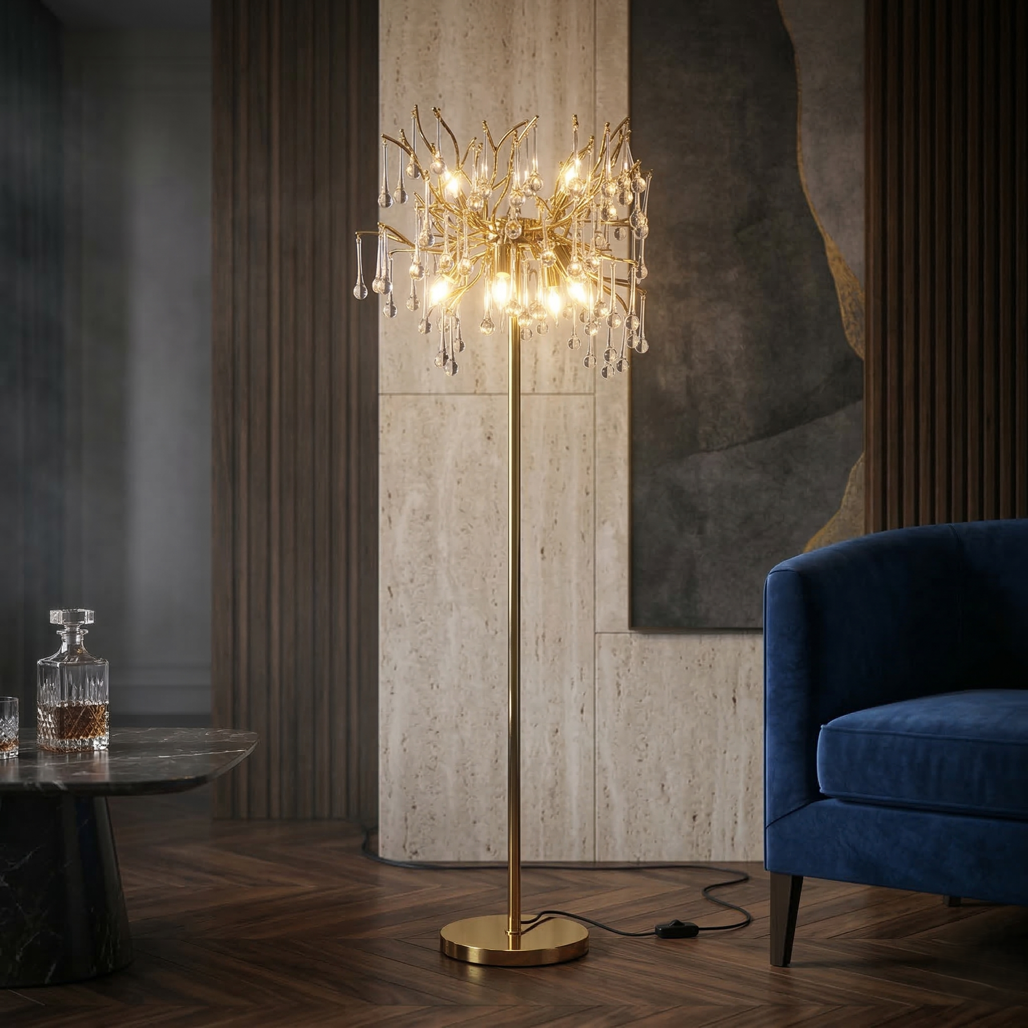 Lampadar Cristal LUXURY Golden Tears 170CM