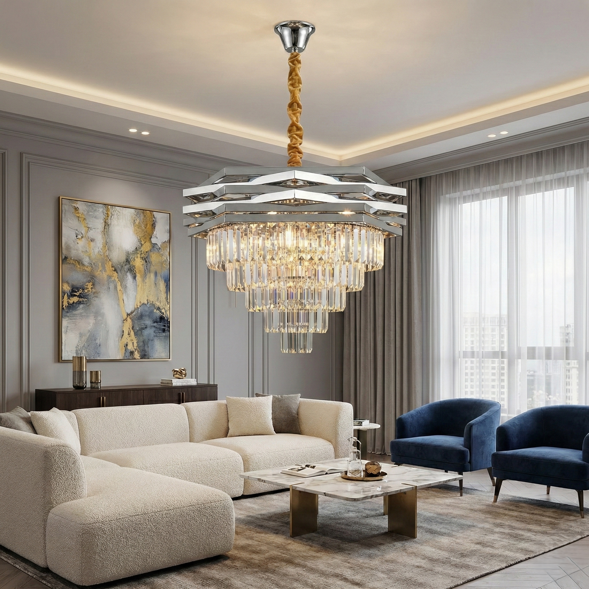 Candelabru Cristal Silver MALVINA ⌀60CM