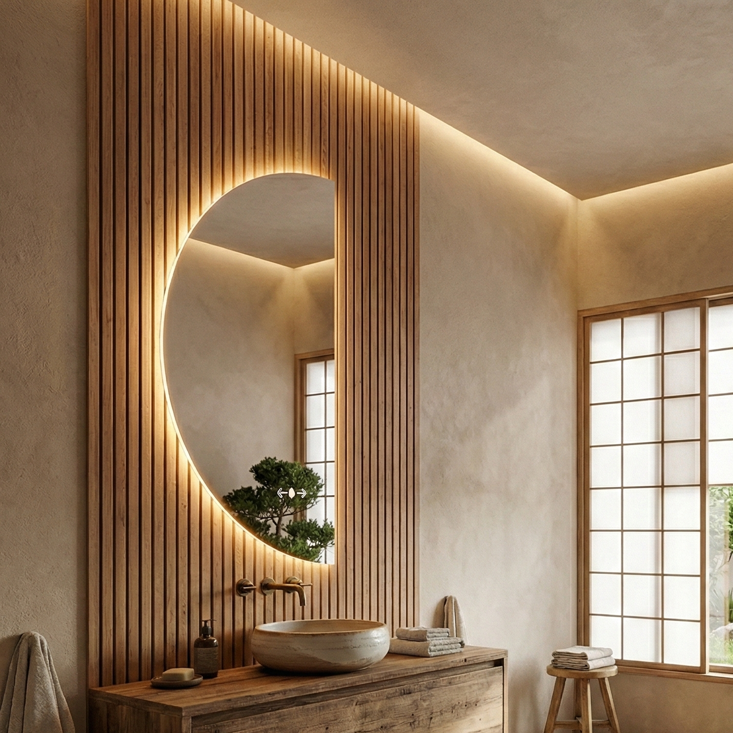 Oglinda LED MEZZALUNA - 80x150 cm 3 Lumini, Senzor, Dezaburire si Ceas