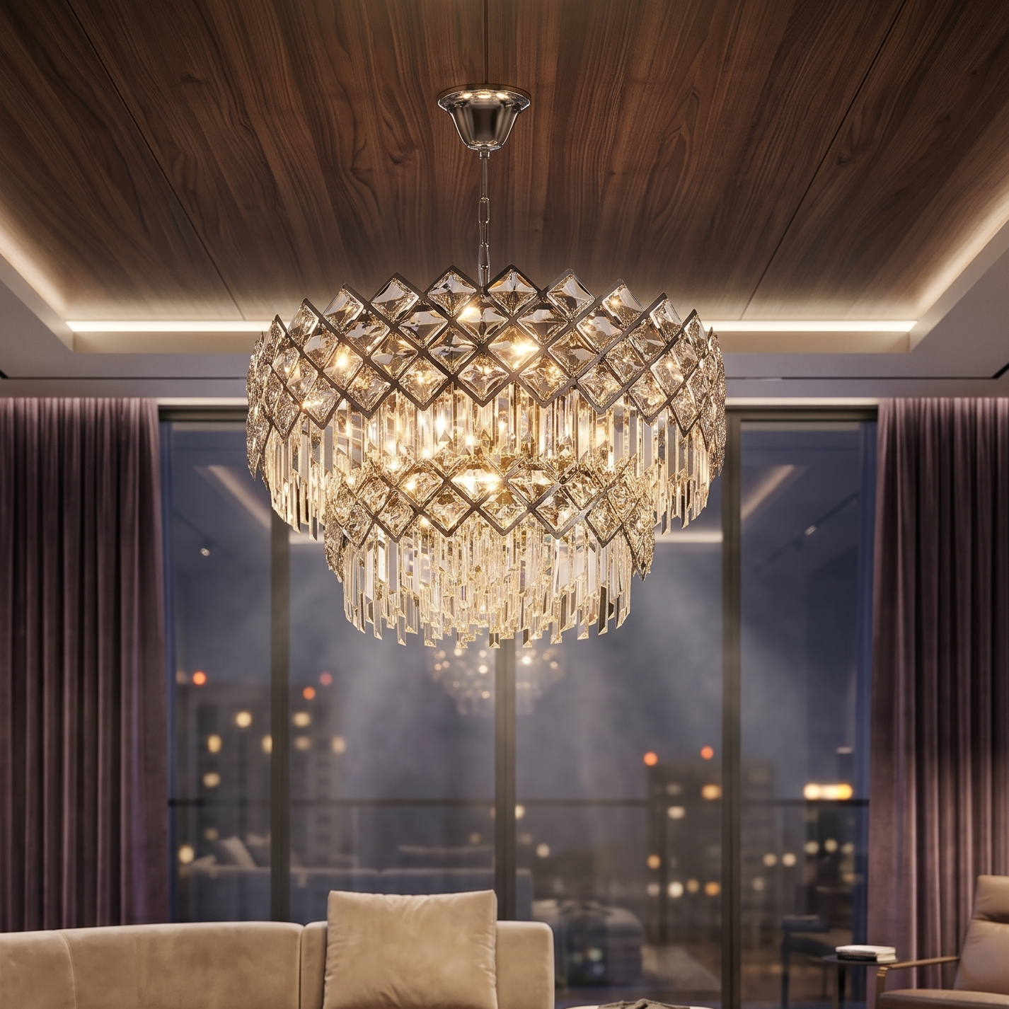 Candelabru Cristal Yanni Silver Deluxe Double Level