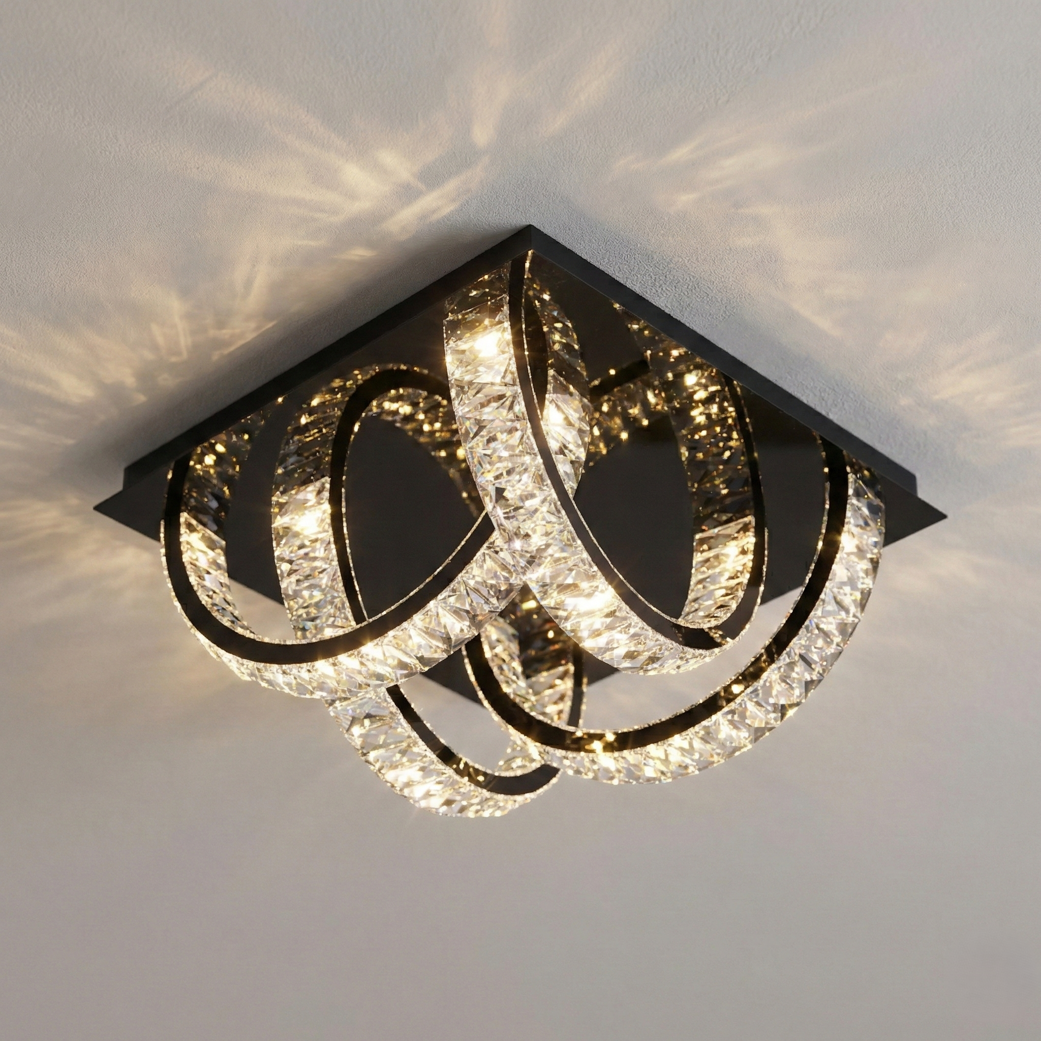 Lustra LED Cristal PREMIUM Aplicata TULA BLACK Echivalent 300W Telecomanda