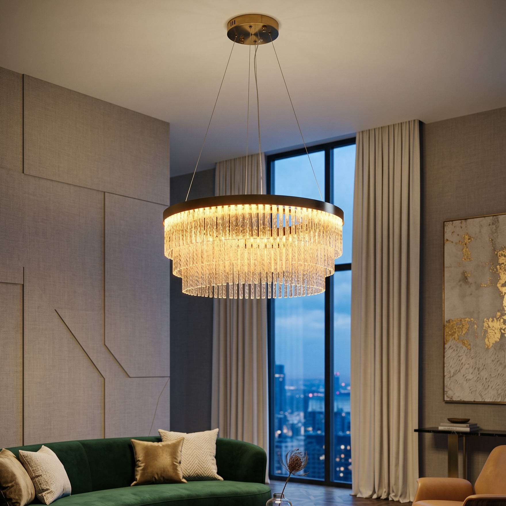 Lustra LED Suspendata ELARIS Gold 50CM Echivalent 600W