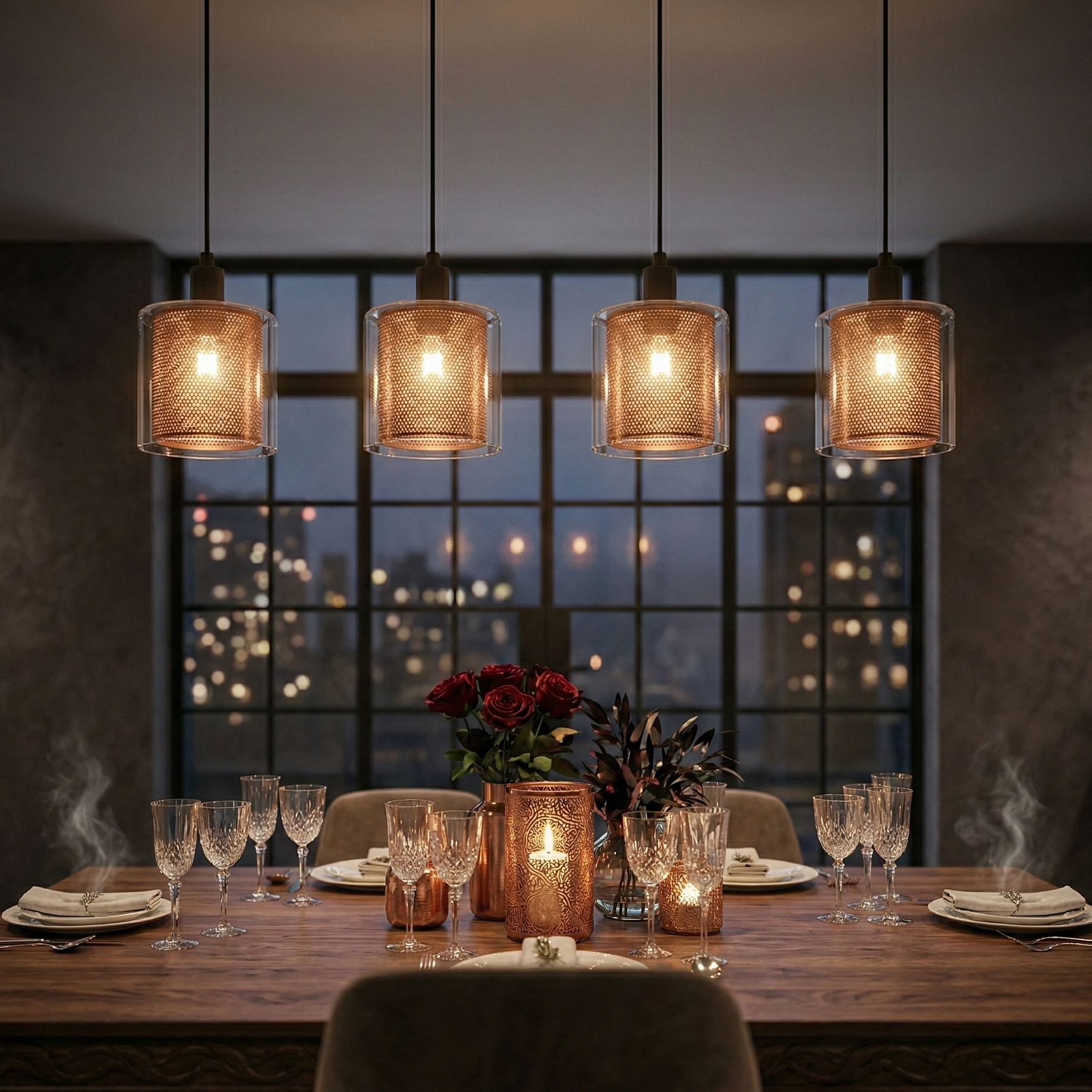 Lustra Suspendata Liniara 4xE14 Cooper Black