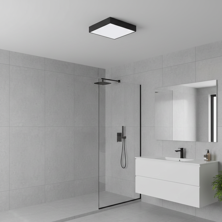 Plafoniera LED Quadro Black Ultra-Slim 30cm - 24W Echivalent 250W, 3 Lumini, IP54