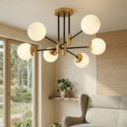 Lustra Aplicata Abajur MAT Black+Gold SOLVIK 6xE27